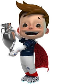 EURO 2016 Mascotte Super Victor Avec Coupe