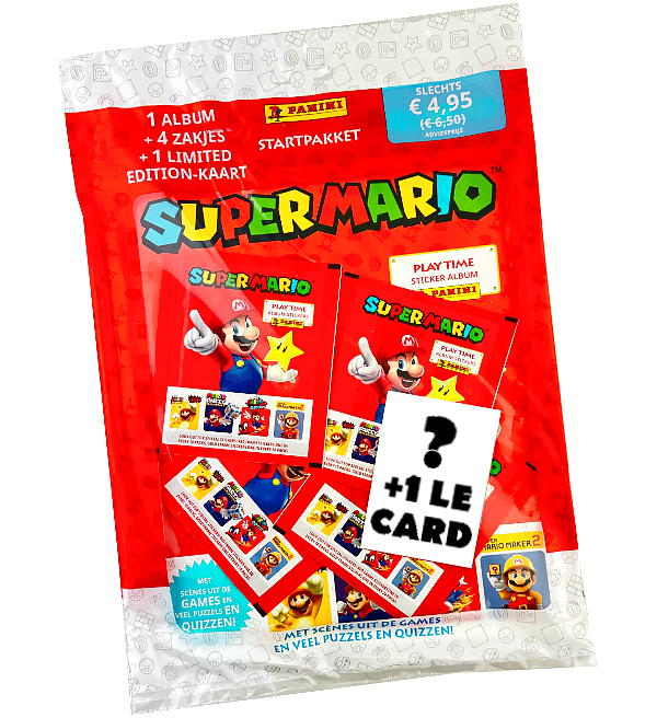 Super Mario stickers, Blister 14 + 2 pochettes - Cartes à