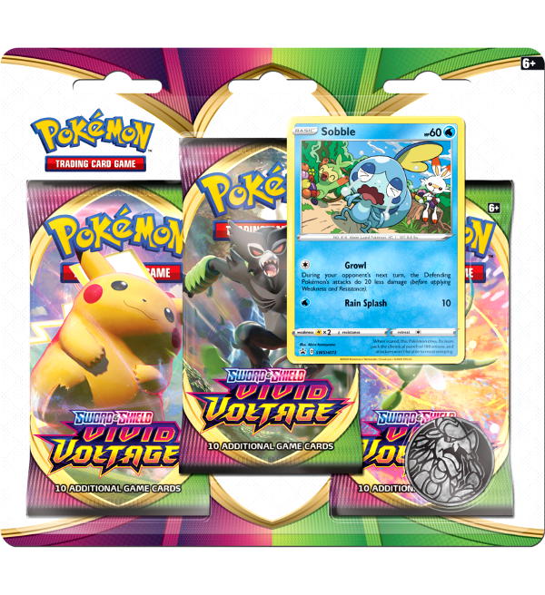 Pokemon Vivid Voltage - 3-Pack-Blister Sobble (EN), Stickerpoint