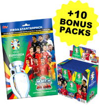 Topps EURO 2024 Match Attax Trading Cards - Starterpack + Boîte de 36 pochettes + 10 Bonus Packs