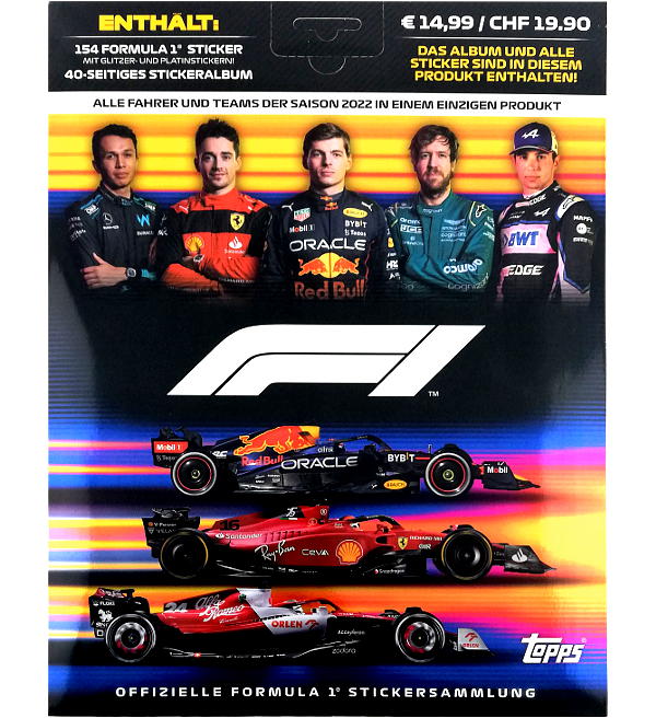 Topps F1 Formula 1 Sticker-Set 2022 - 154 Stickers + Album